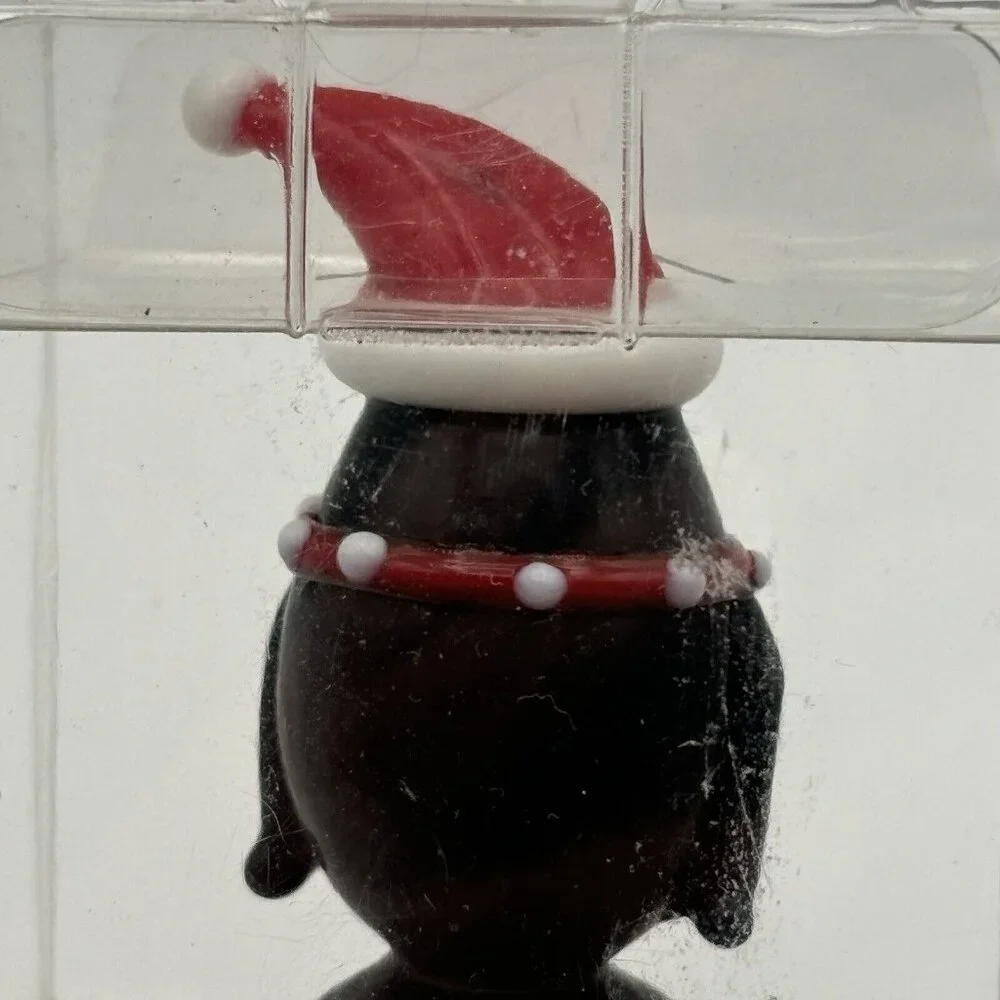 Pier 1 Imports Art Glass Penguin Wine Bottle Stopper Christmas Holiday Santa Hat